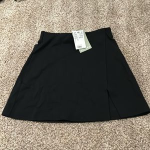 H&M black knit mini skirt with slit XS brand new with tags